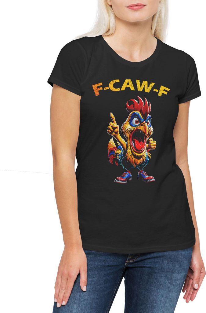 Urban Backwoods F-CAW-F Rooster, Damen T-Shirt, Farbe: Schwarz, Größe: 3XL