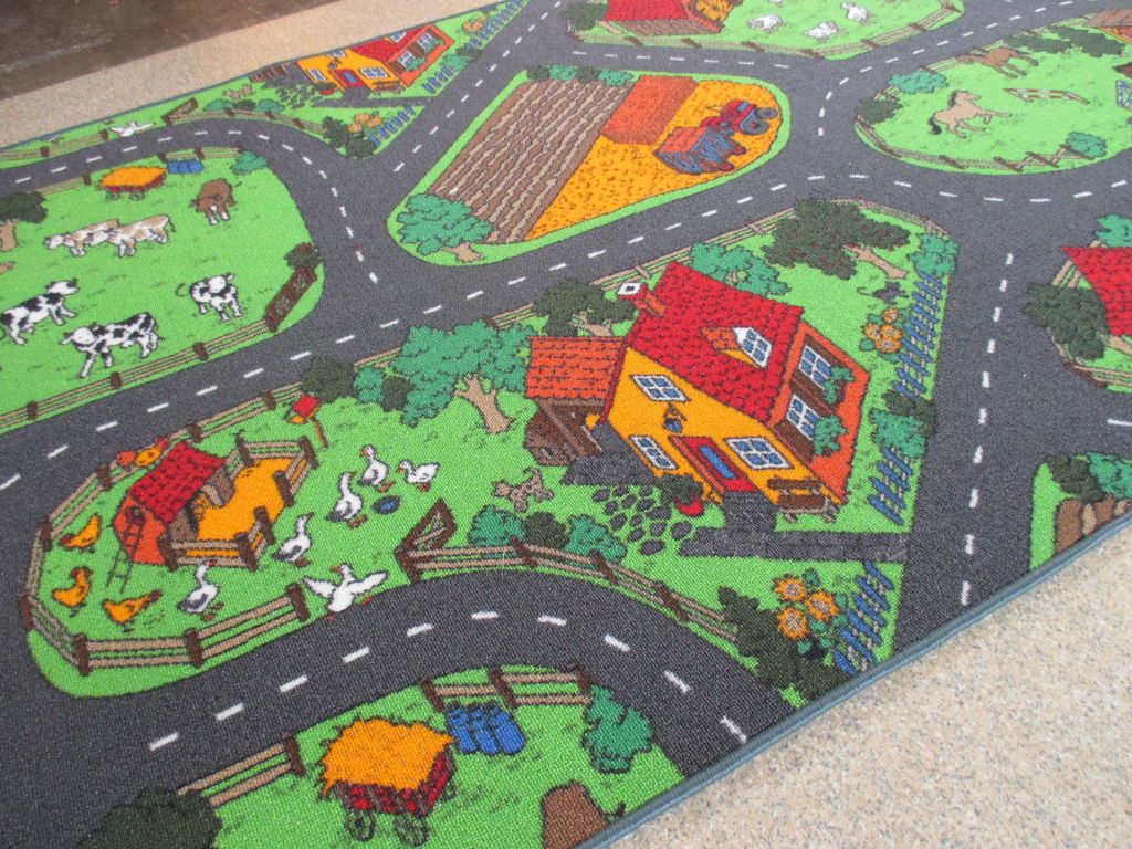 Straßenteppich Spielteppich Bauernhof 400x500 cm