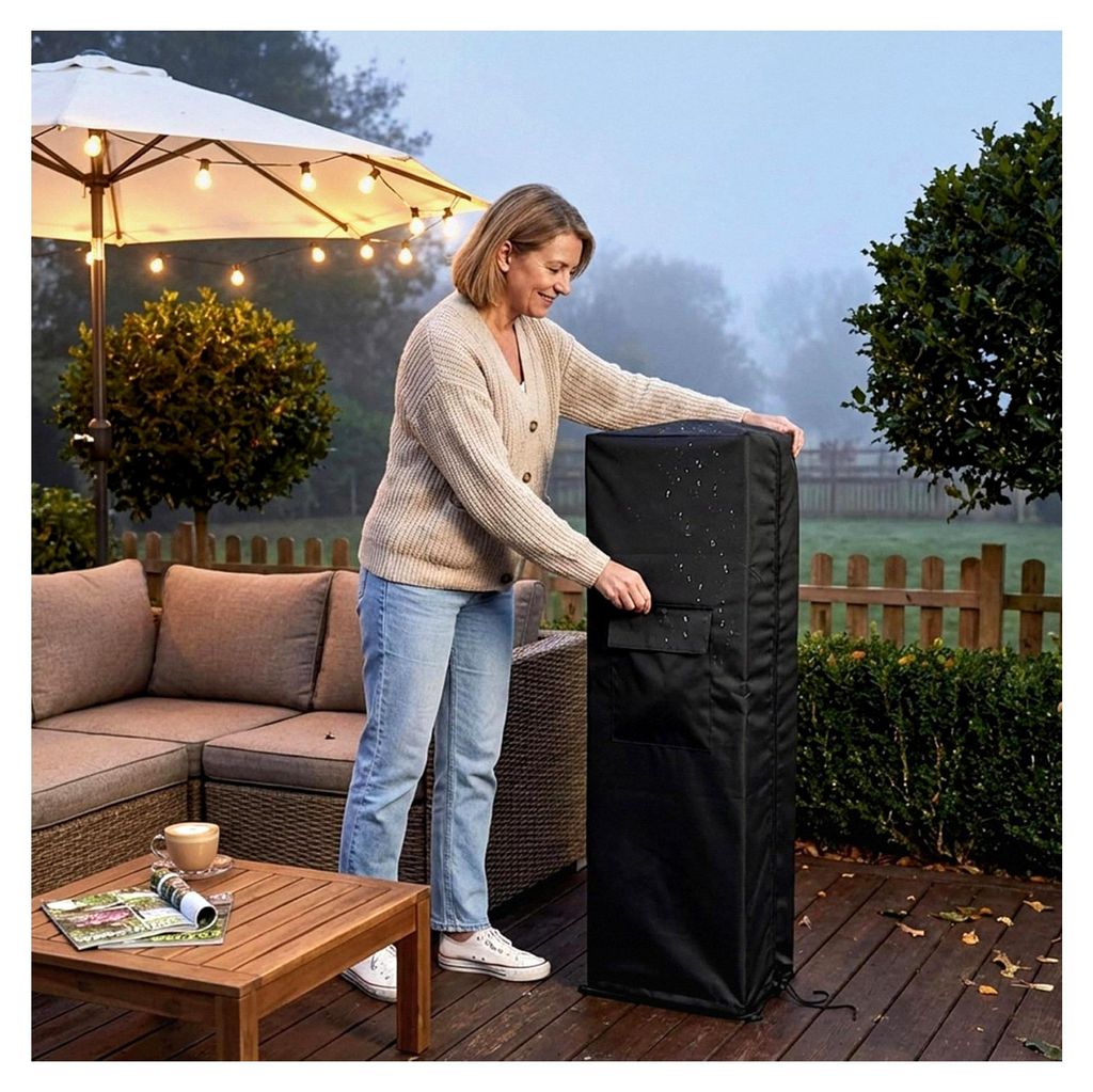 Abdeckung für Terrassenheizungen aus wasserdichtem Oxford-Gewebe mit Kordelzug – robuste Outdoor-Abdeckung für Turmheizungen