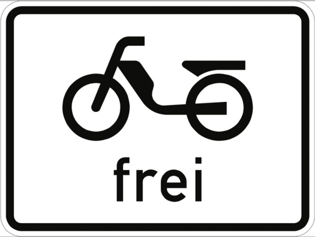 Verkehrsschild VZ1022-11, Mofas frei, Alu, RA1, 420x315 mm