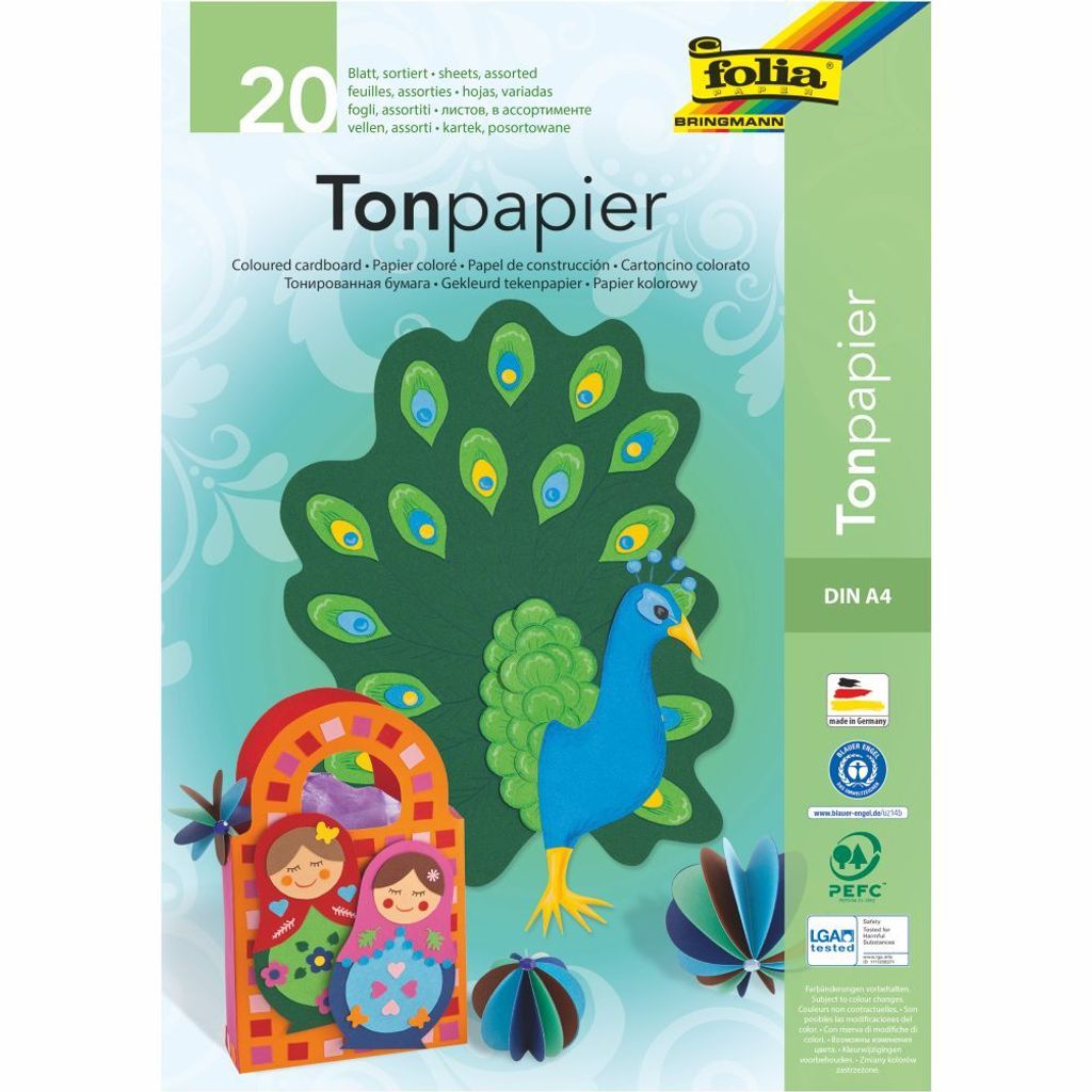 Glorex Tonzeichenpapierblock 130g/m² sortiert A4, 20 Blatt Produktbild 3