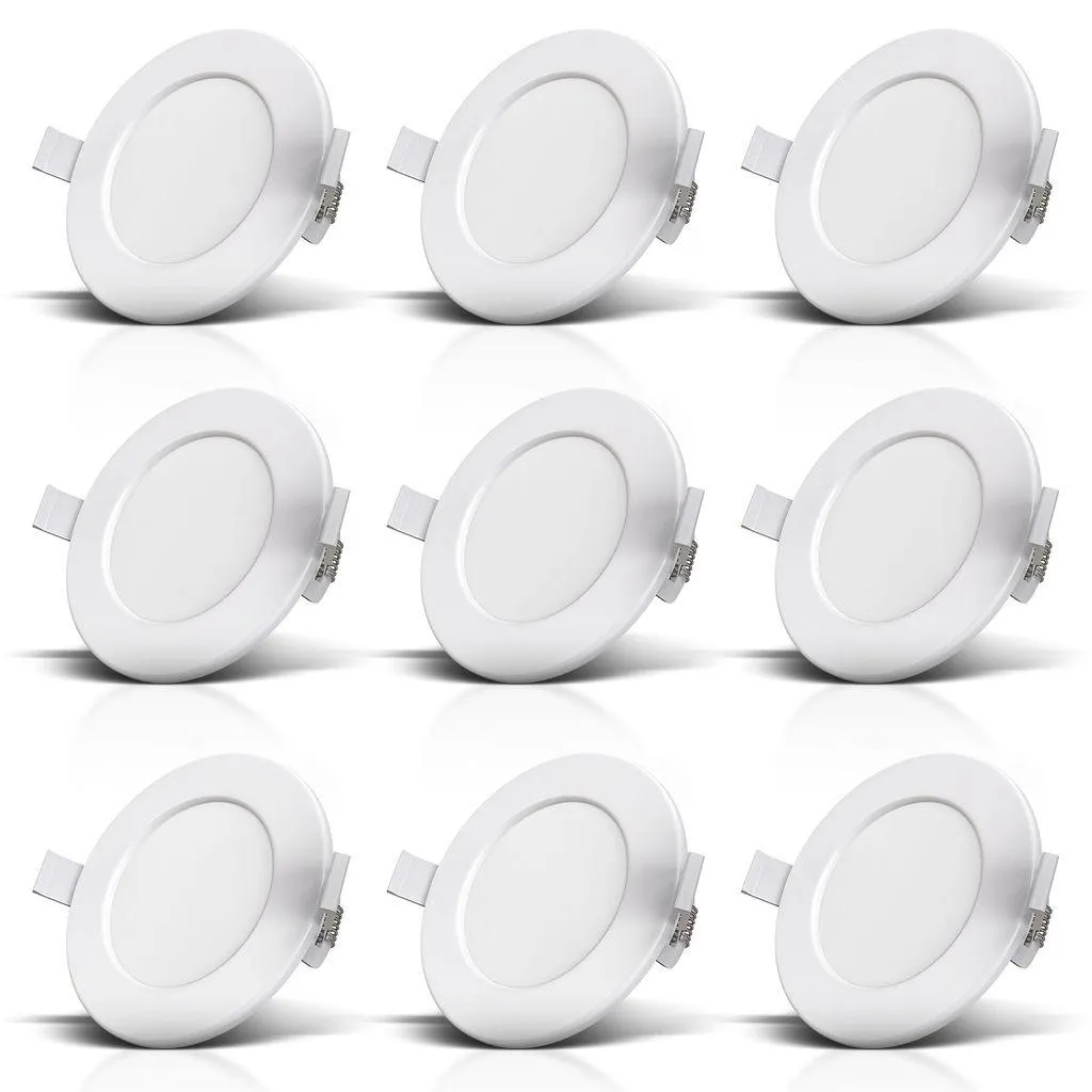 B.K.Licht Lot de 9 Spots LED Encastrables IP44 6W 3000K Blanc Chaud Ø115mm