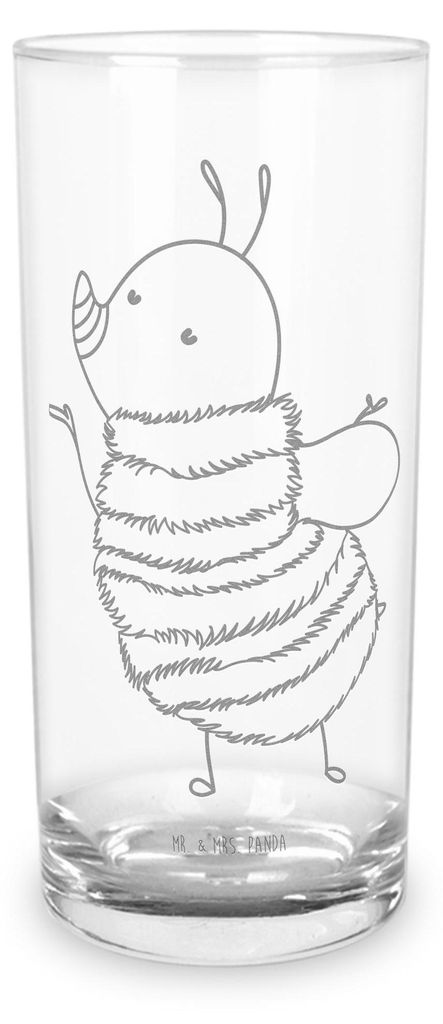 Mr. & Mrs. Panda Glas Hummel flauschig 400 ml - Transparent - Geschenk, Natur, Trinkglas, Blume, Wasserbecher, Biene, Tumbler, Cocktailglas, Lustig...
