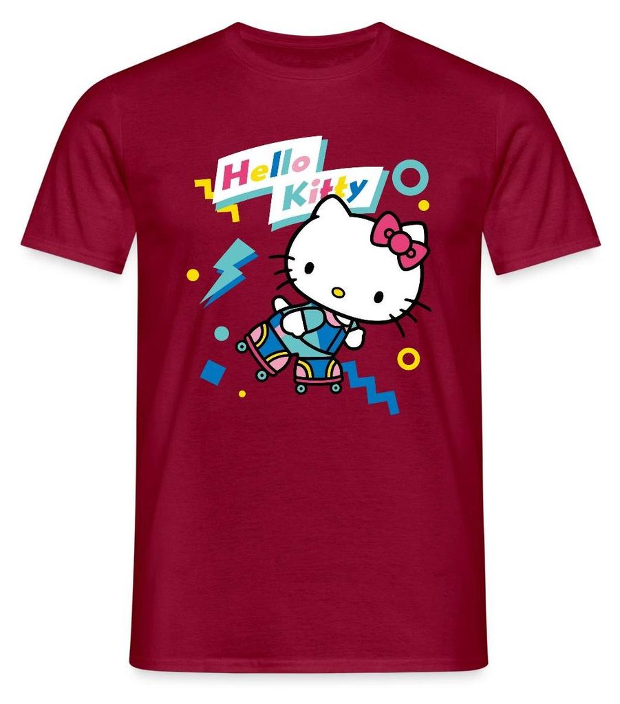 Spreadshirt Hello Kitty 90er Stil Mit Rollschuhen Männer T-Shirt, XL, Ziegelrot
