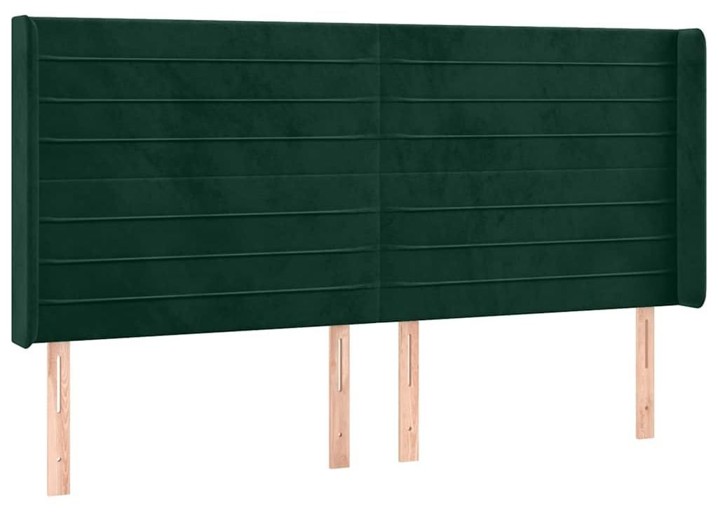 vidaXL Kopfteil mit Ohren Dunkelgrün 203x16x118/128 cm Samt