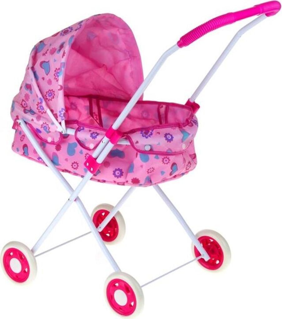 Puppenwagen aus Metall, 2-in-1, tiefe Gondel, faltbares Verdeck