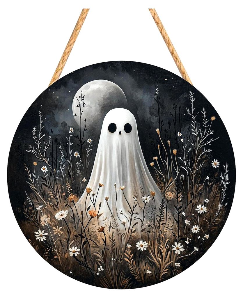 Halloween Türschild - Hölzerne 2D Halloween Türdeko,Geisterhaus Piratenkapitän Kürbis Weißer Geist Wanddekoration Für Zuhause Kamin Eingangs...