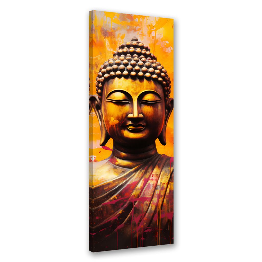 Leinwandbild Buddha auf abstraktem Hintergrund 40x120 Feeby Gelb bild für die wand bereit zum aufhängen