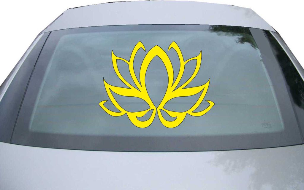 Indigos UG - Aufkleber Heckscheibe & Motorklappe DE7053 - gelb - 600x450 mm - Lotos Blüte Seerose - Auto Scheiben Fenster Heckklappe Tuning Racing...