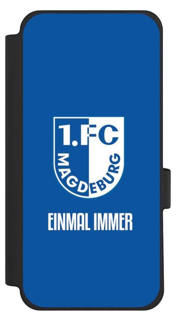 NIVOCASE Klapphülle für Google Pixel 10 Pro XL Handyhülle aus Kunst Leder NIVOflip schwarz Offizielles Lizenzprodukt Wappen 1. FC Magdeburg