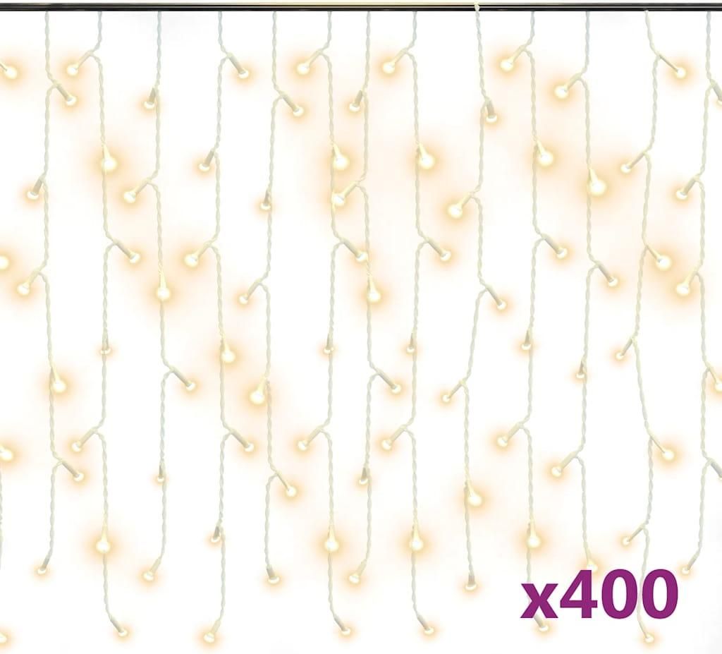 vidaXL LED světelný závěs 10 m 400 LED teplá bílá 8 funkcí Obrázek produktu 