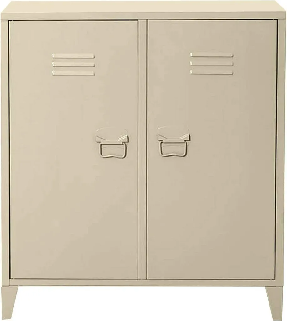 Buffet compact Blanc Crème 80x40x73h cm, structure robuste avec étagère