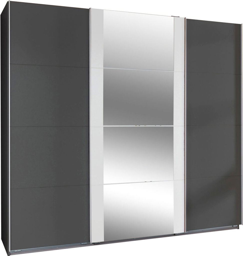 Schwebetürenschrank Bern Kleiderschrank Ausführung wählbar,Graphit / Weiß,225x64x210cm