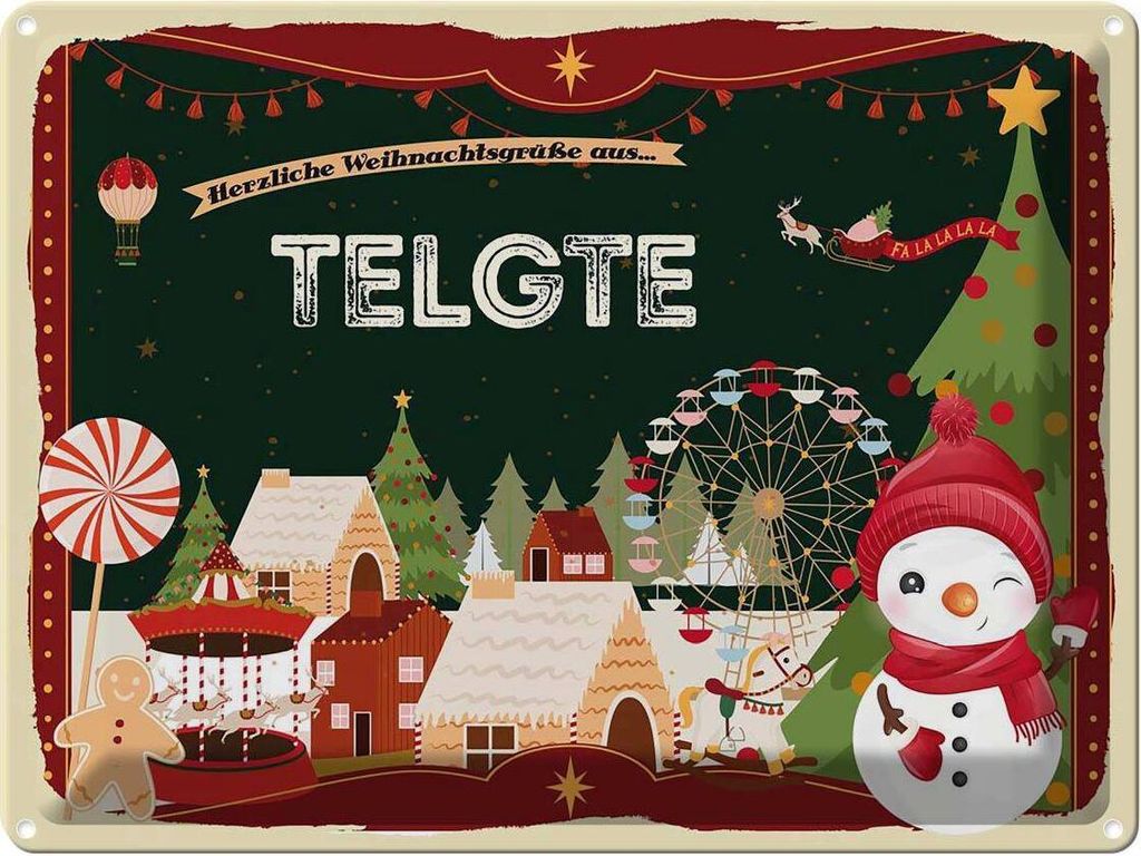 vianmo Blechschild 30x40 cm Weihnachten Grüße aus TELGTE Abenteuer Reisen Urlaub