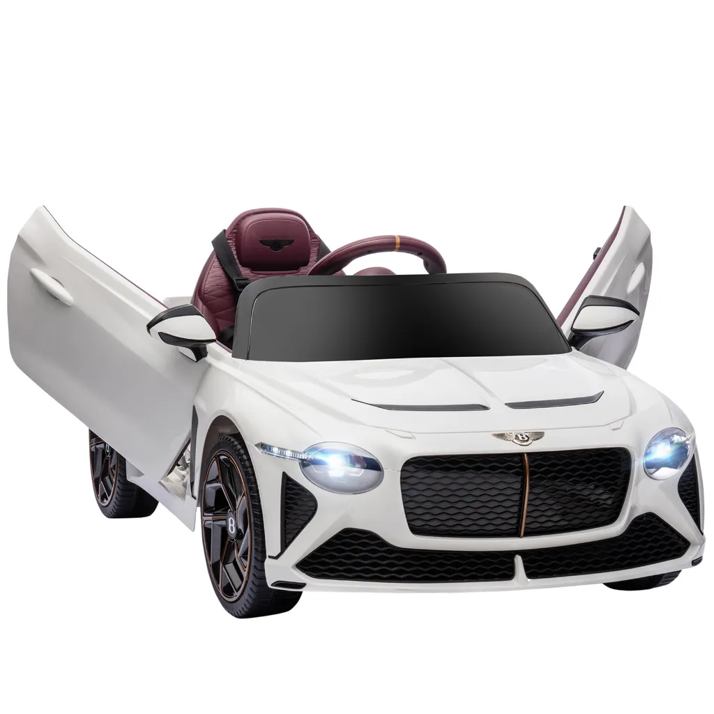 Véhicule électrique 12V pour enfant style Bentley Bacalar blanc et interactif
