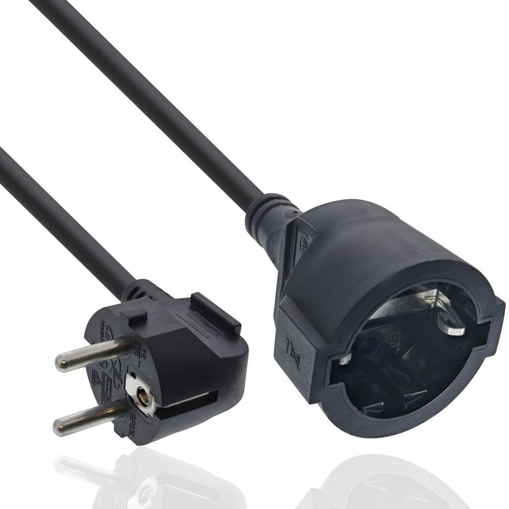 Inline Verlängerungskabel, 2m, gewinkelter Stecker, schwarz Produktbild 