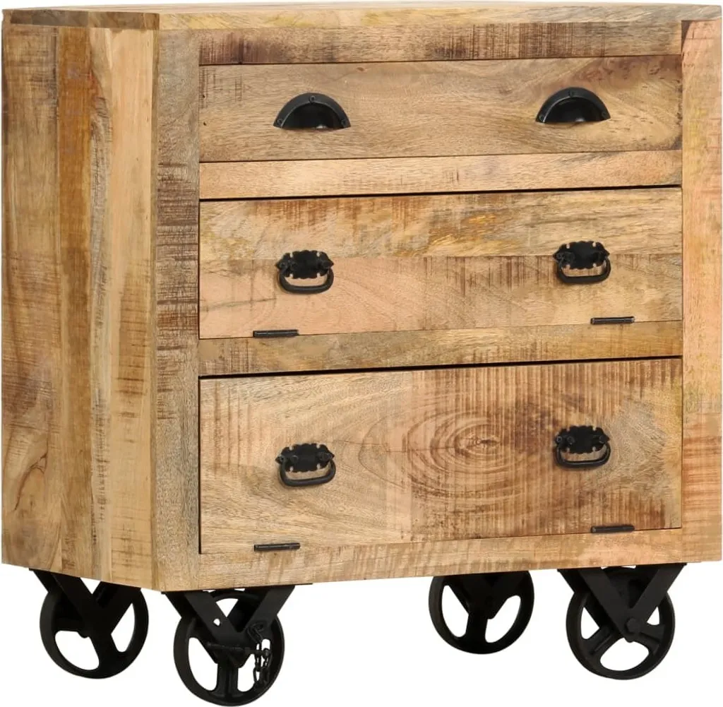 Meuble de rangement pour bureau ou cuisine en bois de manguier massif