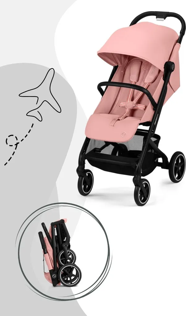 Poussette Cybex Beezy Noir Candy Rose clair - Buggy compacte et légère
