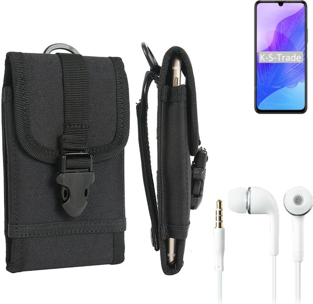 K-S-Trade Holster Schutz Hülle kompatibel mit Huawei Honor 30 Lite Gürteltasche Handy Hülle Tasche outdoor Seitentasche schwarz 1x + Kopfhörer