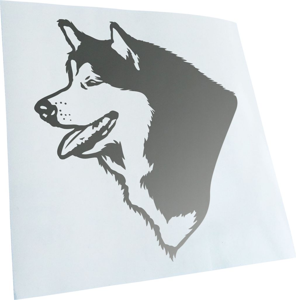 Kiwistar - Autoaufkleber - alaskan malamute Hund - Silber - 50x45cm - Aufkleber für Auto, Laptop, Fahrrad, LKW, Motorrad mehrfarbig JDM Decal Racing