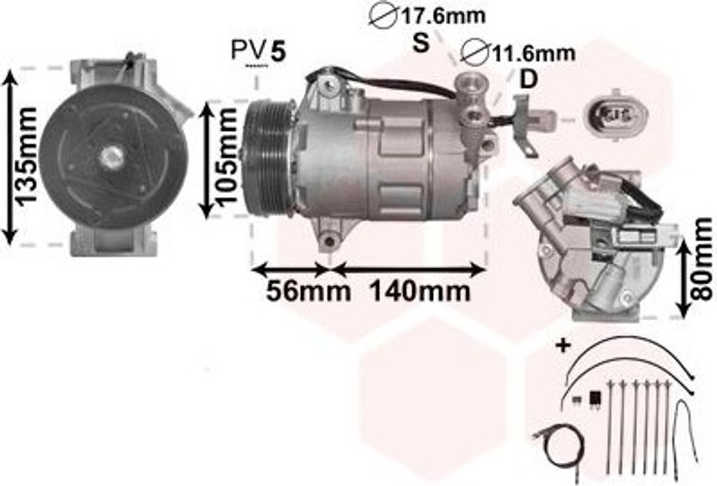 Van Wezel Klimakompressor für Opel Astra G H Zafira V 1,6 - 1,8 + Turbo 16V