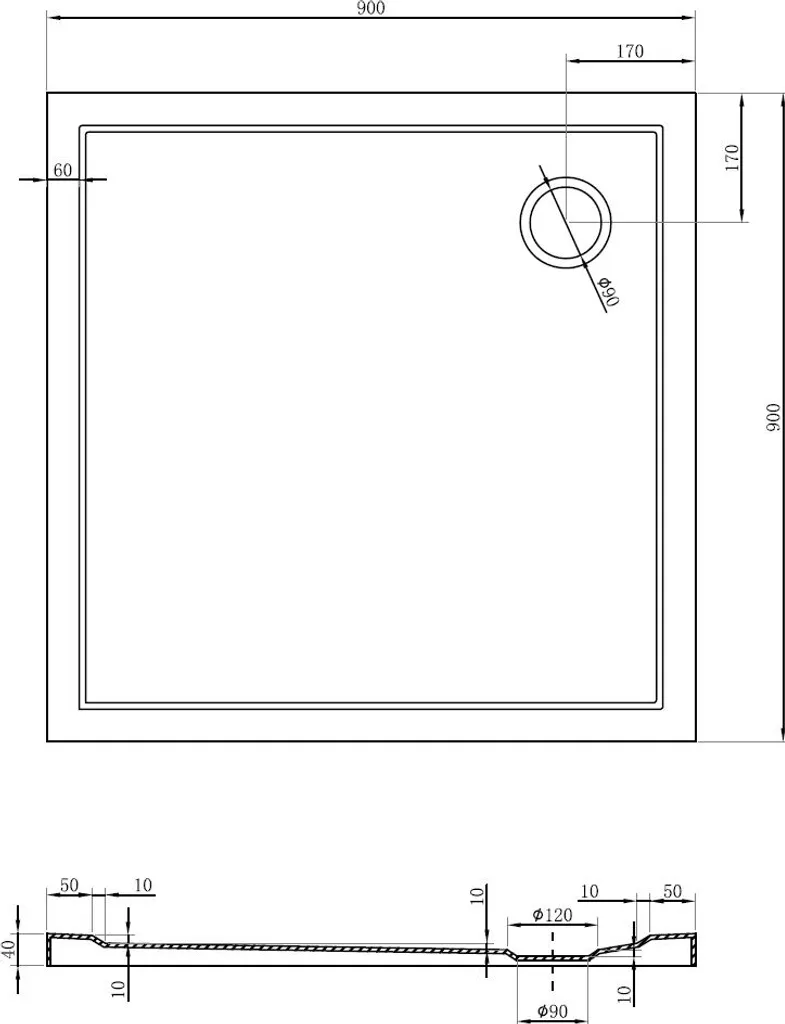 Mexen Flow Piatto Doccia 90x90 Slim Bianco Lucido - Prezzo e Qualità - 6