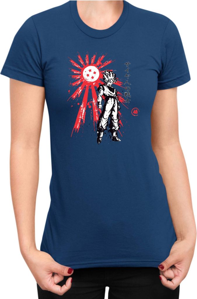 Damen T-Shirt Dragon Anime Manga Ball Z Goku 34, Lady XS / Dunkelblau