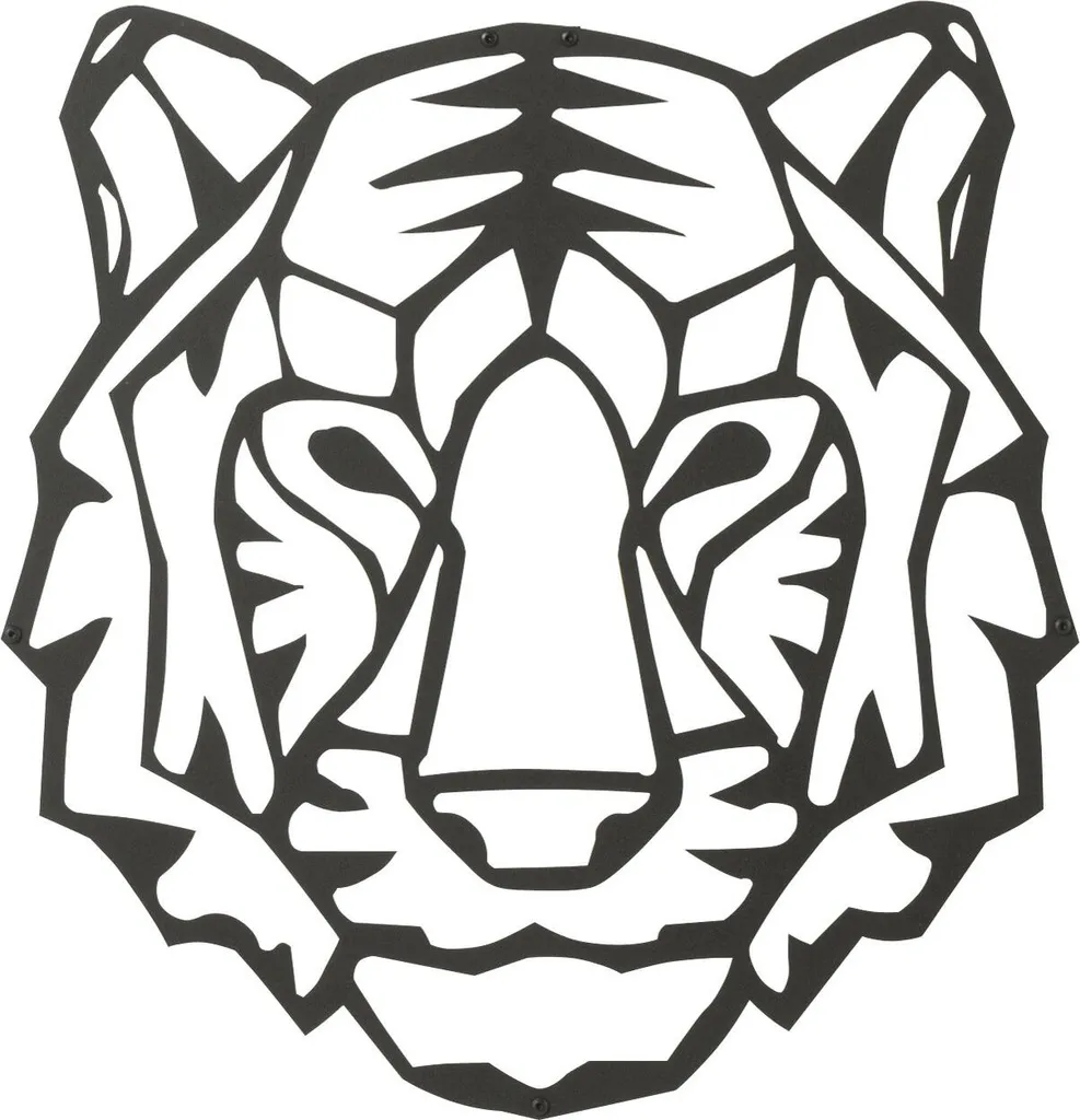 J-Line Décoration murale Tigre en métal noir - Tableau relief 100cm
