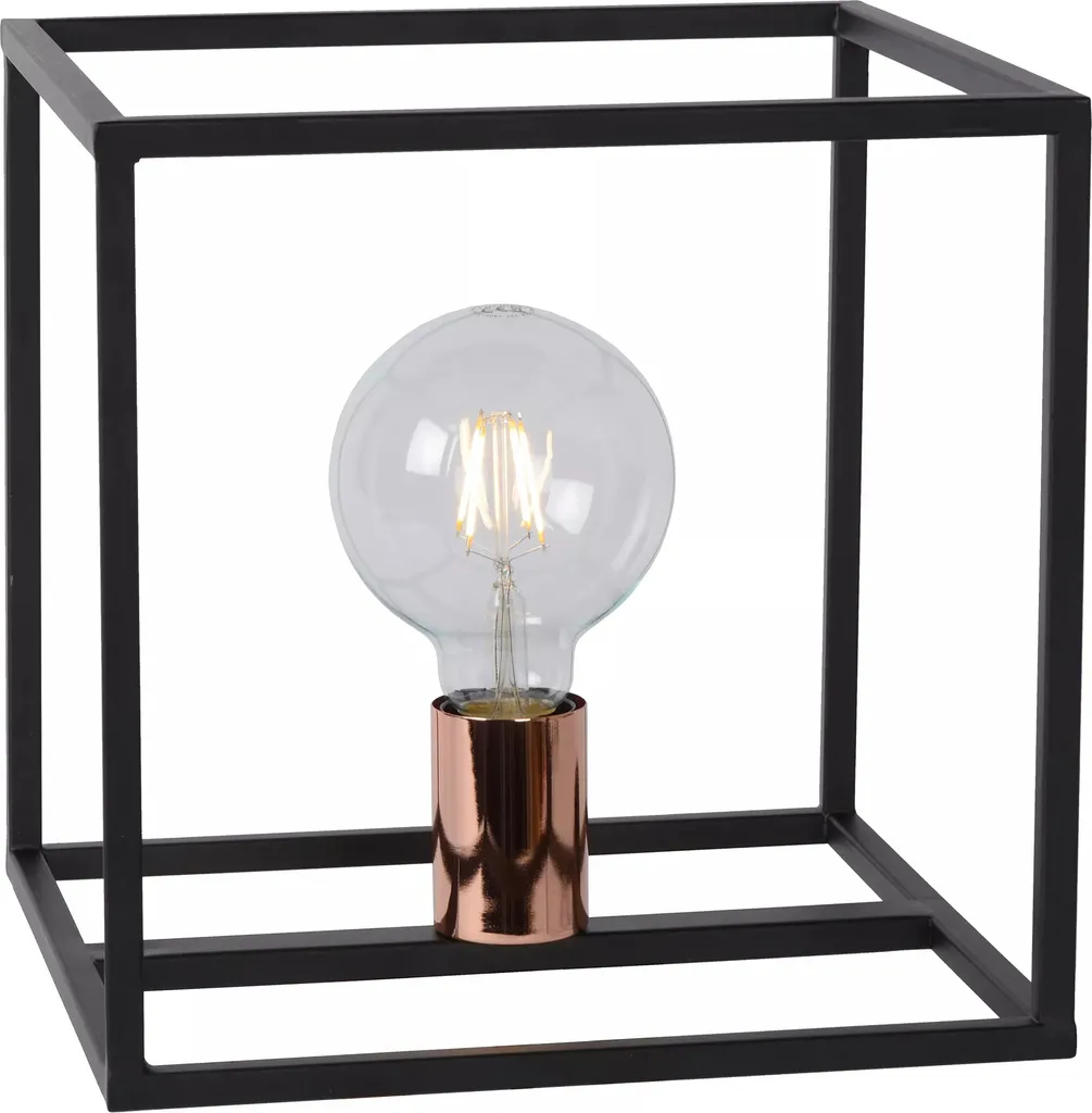 Lampada Lucide Arthur 08524/01/30 - Cubo Metallo E27 Nero/Rame 25cm