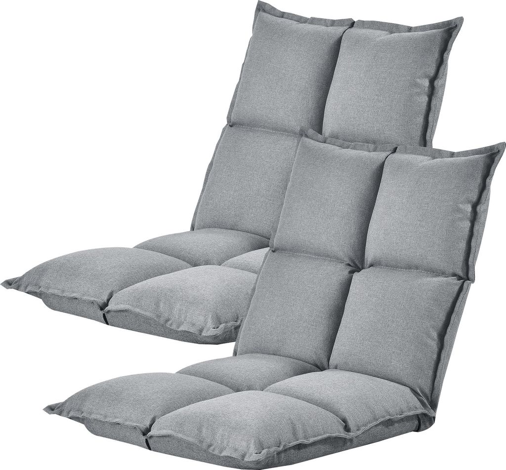 Bodensessel 'Deinze' im 2er-Set 5-stufig verstellbar Bodenstuhl gepolstert Hellgrau