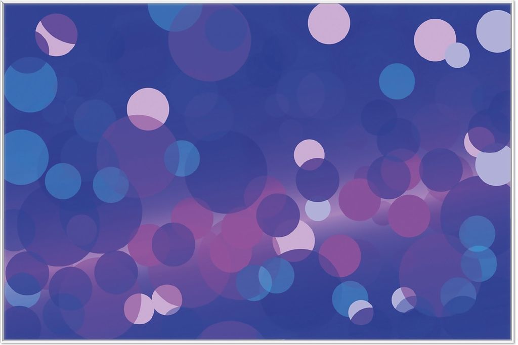 Wallario Wandbild Blaue Kreise mit pink - harmonisches Muster, Größe: 61 x 91,50 cm, Poster mit weißem Aluminiumrahmen