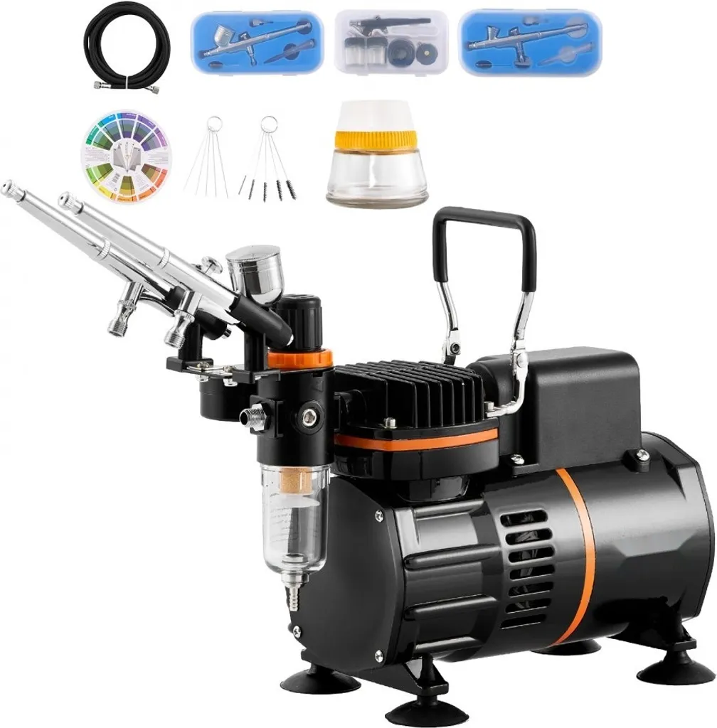 Kit aérographe double ventilateur avec 3 pistolets interchangeables