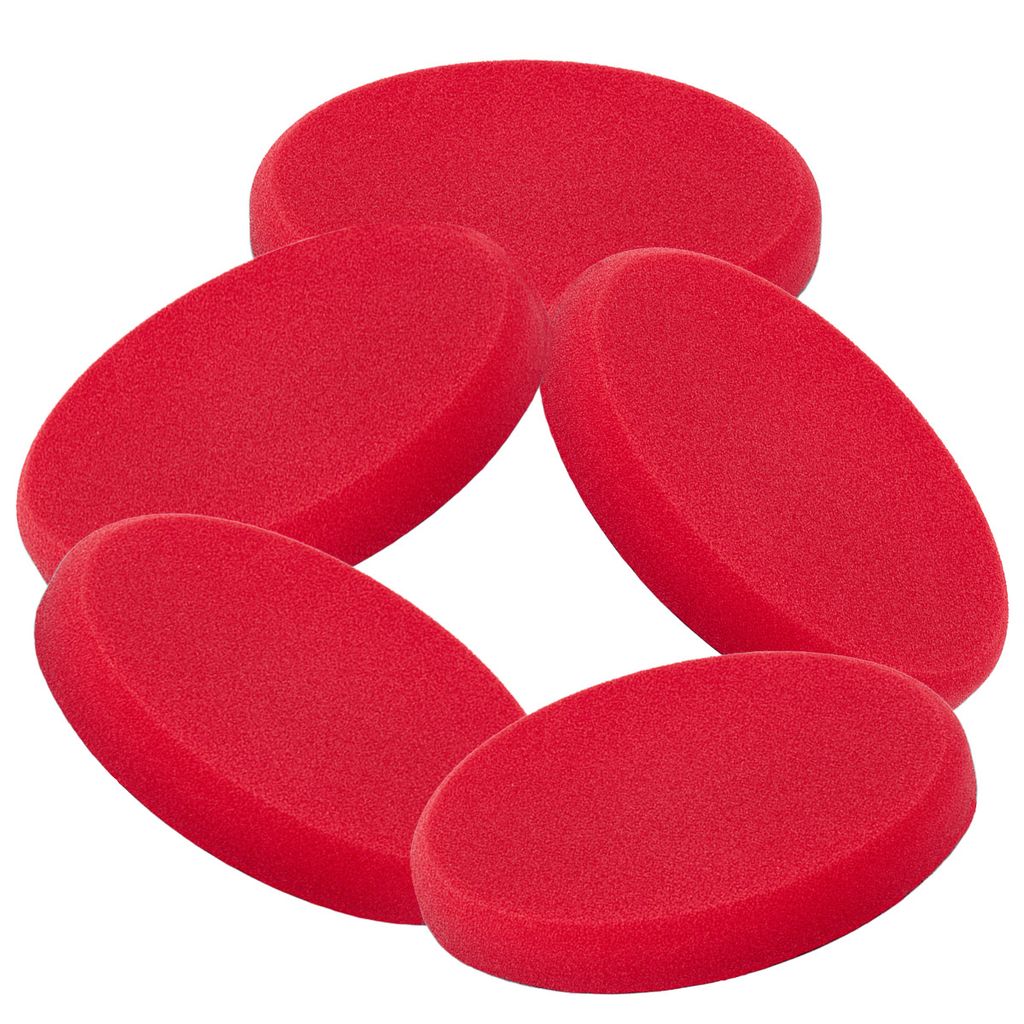 POLYTOP 5x Cutting Pad - Auto Polierpad 135 x 20 mm rot - Polierschwamm Set