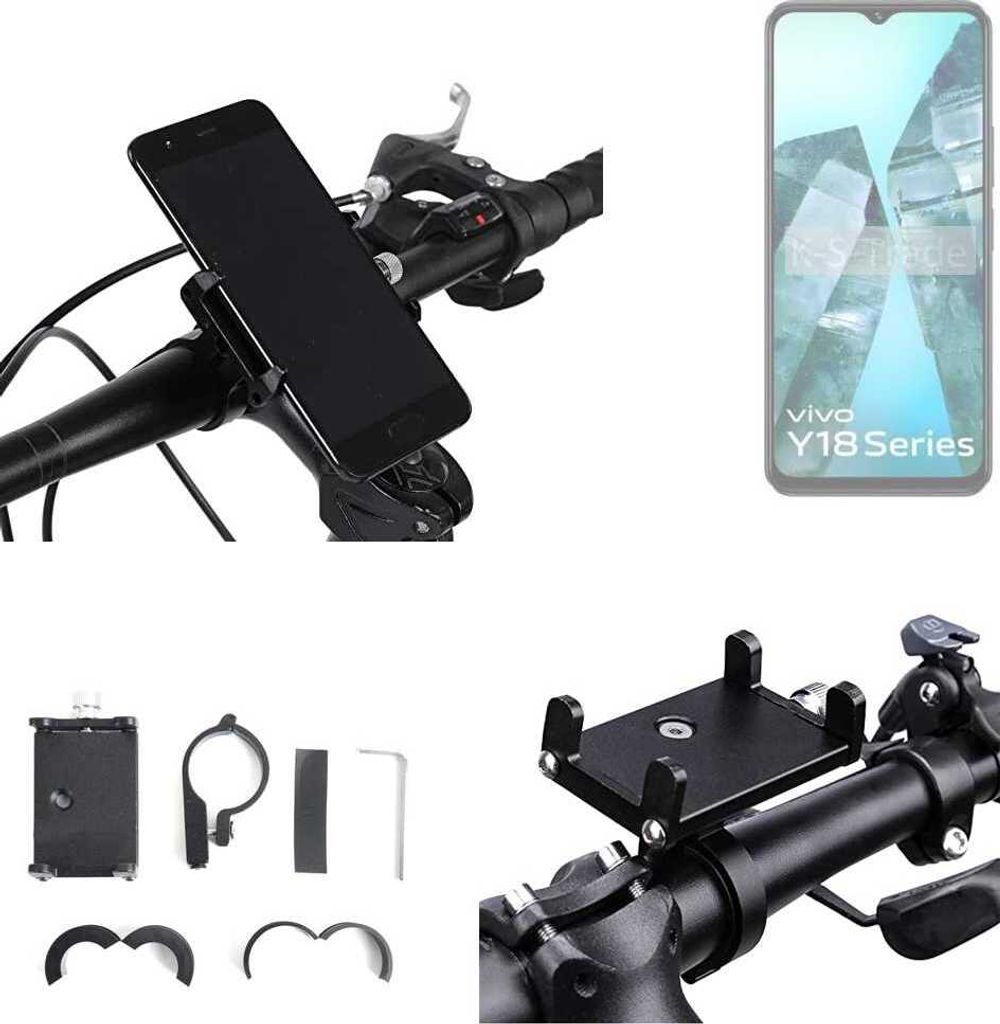 K-S-Trade Handyhalterung für das Fahrrad kompatibel mit Vivo Y18i Halter Lenkstange Fahrradhalterung Motorrad Bike Mount Befestigung Smartphone Handy