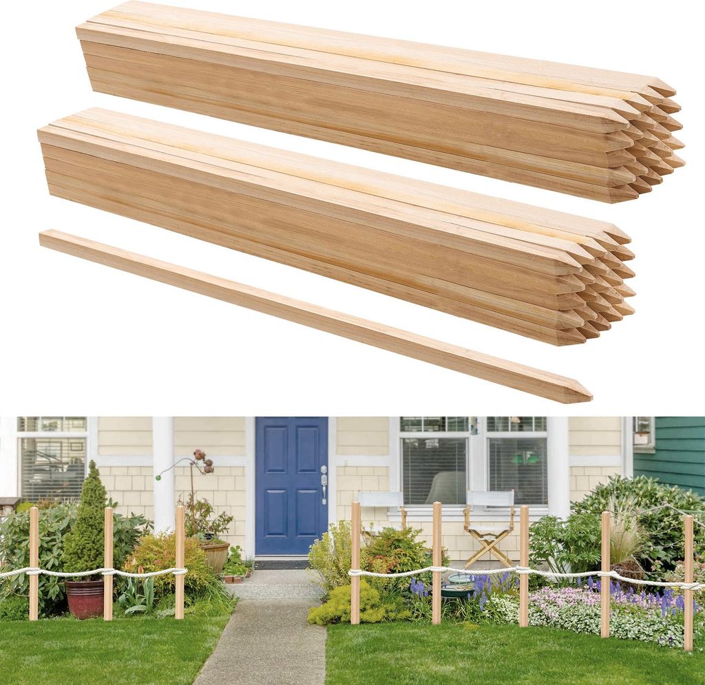 VEVOR Holzpfähle, 50 Stk. 19,05x19,05x914,4 mm Holzpflöcke, Holzpfosten mit scharfer Spitze, Zaunpfähle aus Tannenholz, Wegweiser für Schlammz...