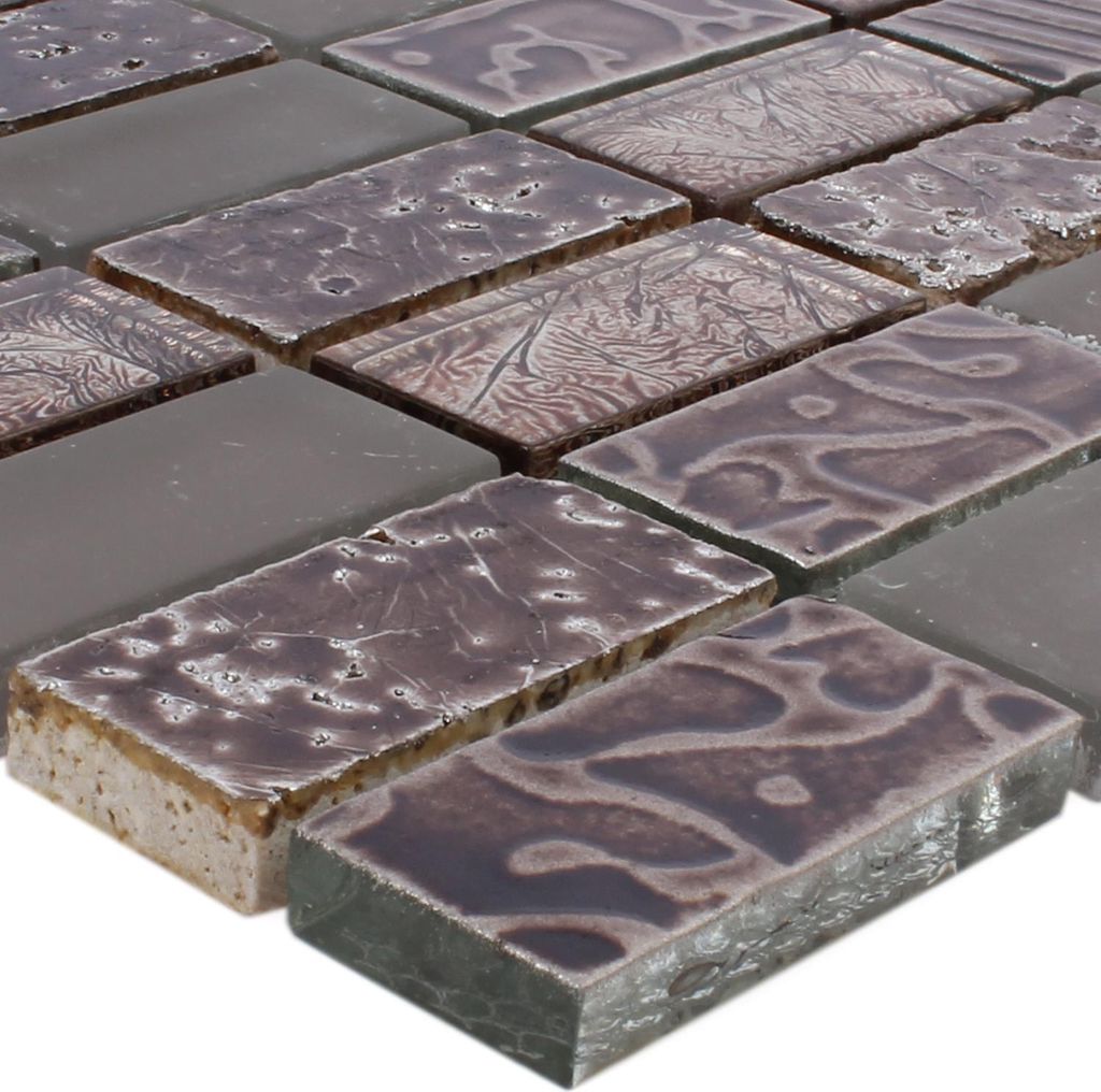 Mosaikfliesen Glas Naturstein Piroshka Braun