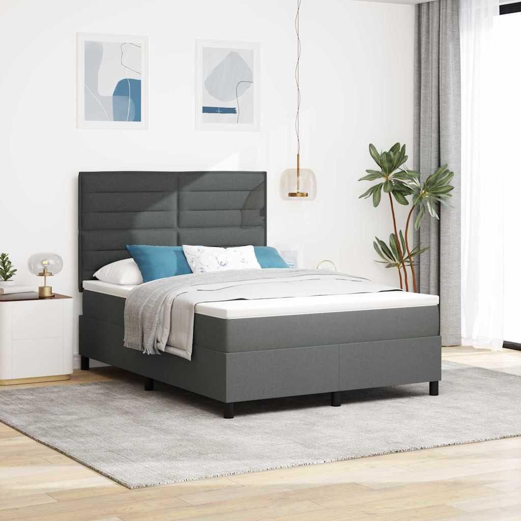 Maison Exclusive - Boxspringbett mit Matratze Dunkelgrau 140 x 200 cm Stoff