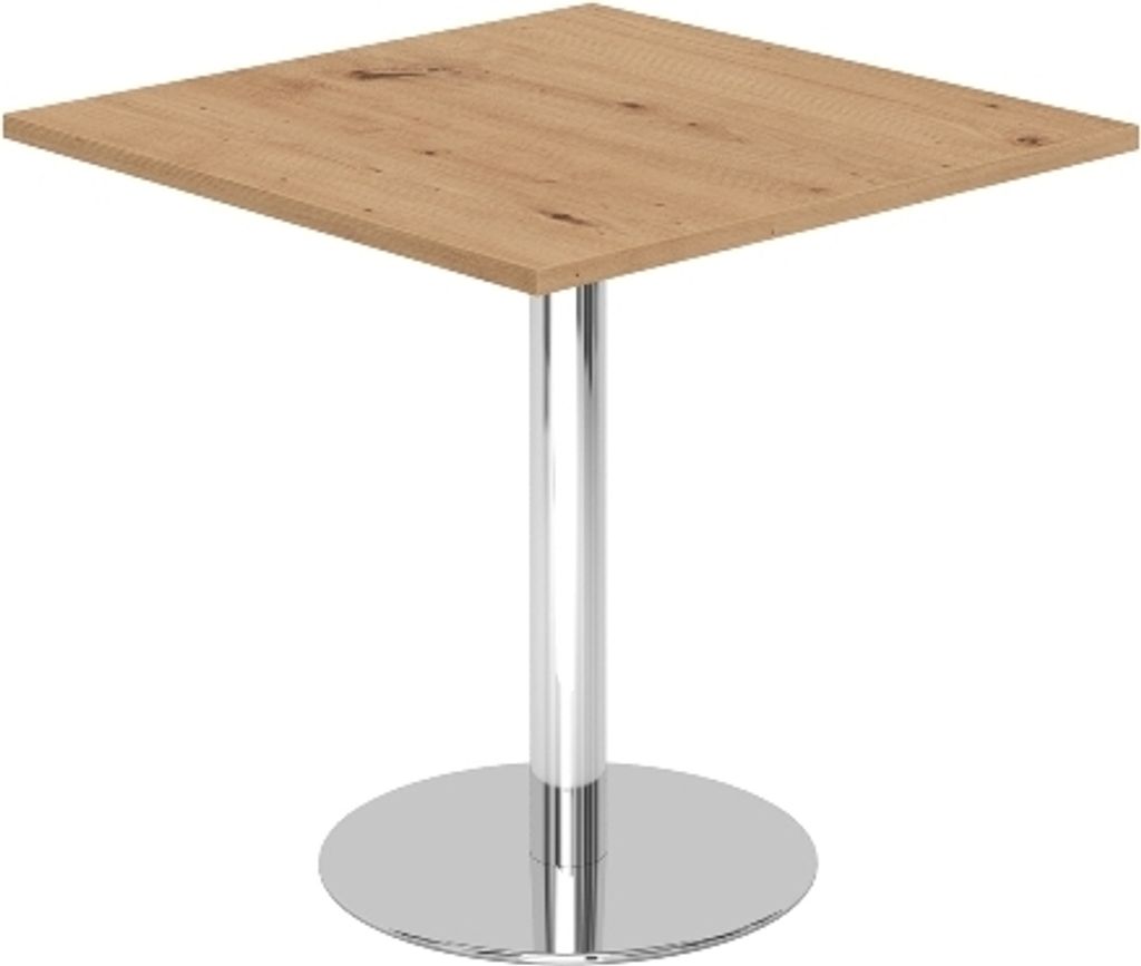 Bistro Tisch Beistelltisch Besprechungstisch 88 chrom 80 x 80 cm R = Asteiche