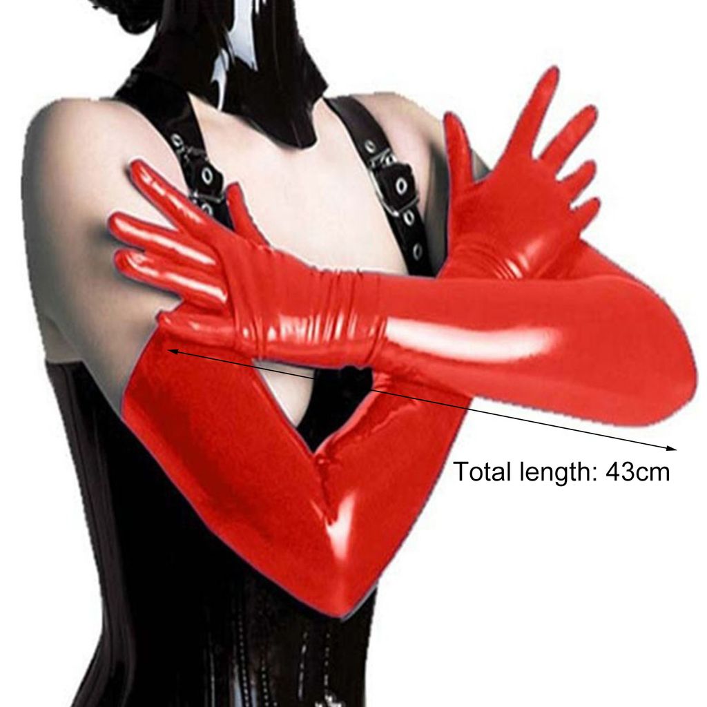 1Pair Handschuhe y Finger-Plastikfrauen-Frauen Cosplay lange Handschuhe für Party - (rot)