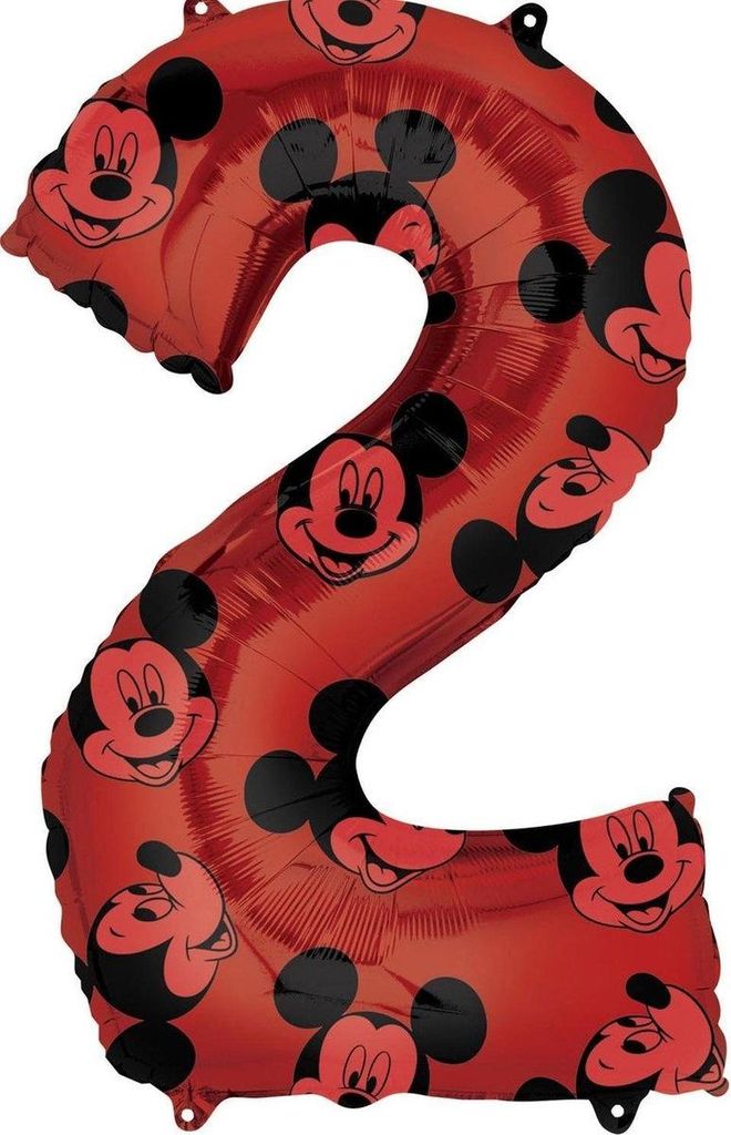Fóliový balónek Mickey Mouse číslo 2 červený Obrázek produktu 