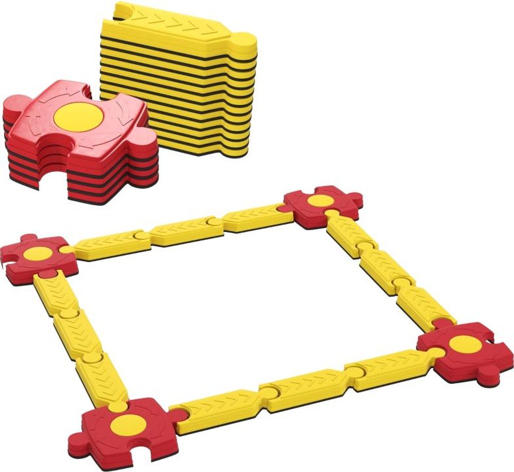 Fortuna Lai Kinder Schwebebalken-Set, frei gestaltbar, Kunststoff, flexible Teile, Gelb+Rot