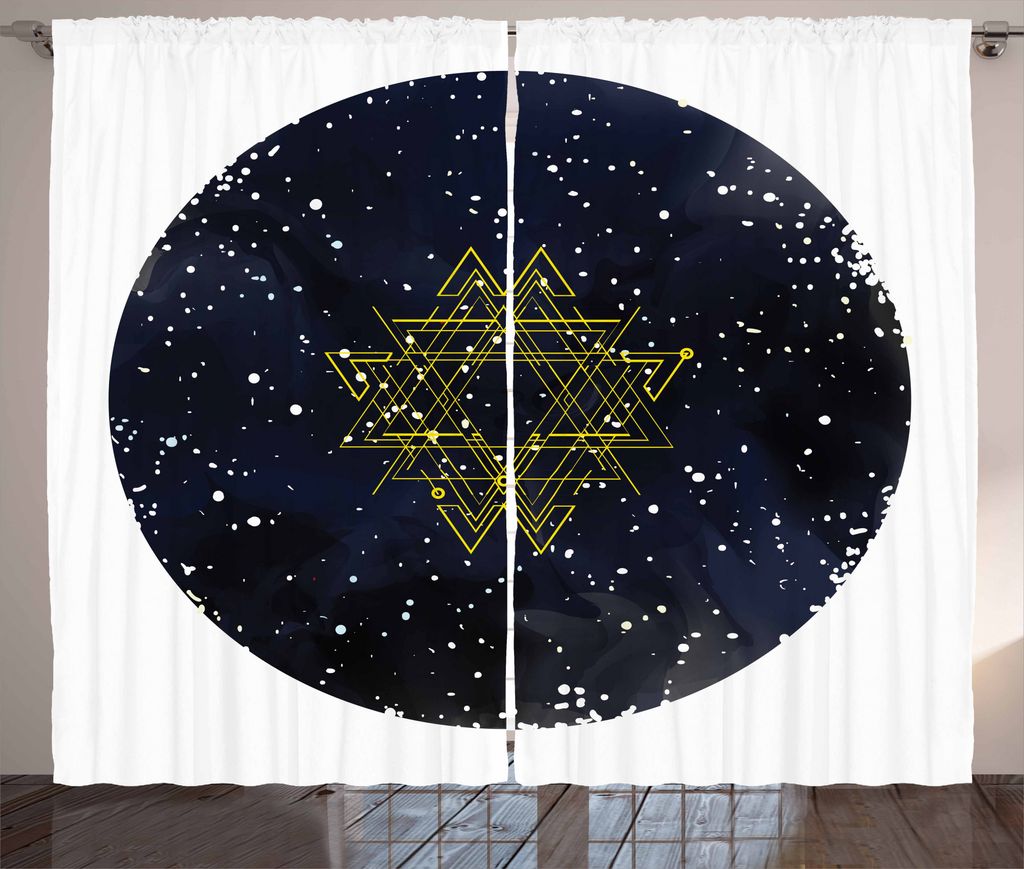 ABAKUHAUS Galaxy Mandala Rustikaler Gardine, Starry Milchstraße, Schlafzimmer Kräuselband Vorhang mit Schlaufen und Haken, 280 x 175 cm, Koksgrau...