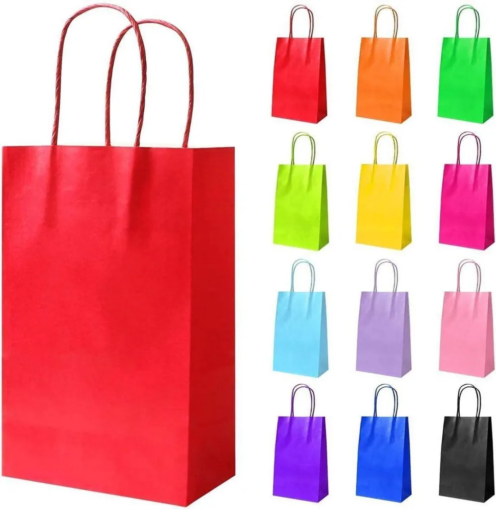 Sacs Cadeaux Kraft Multicolores Flintronic : Pack de 12 Sacs Robustes