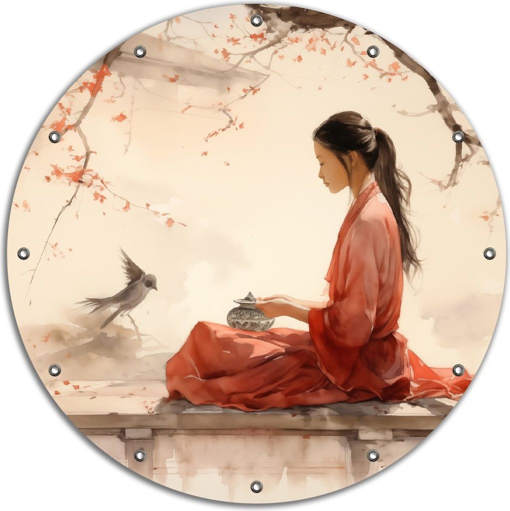 Wallario rundes Outdoor-Poster für Garten oder Balkon, Motiv Herbstliche Stille, 90 cm Durchmesser