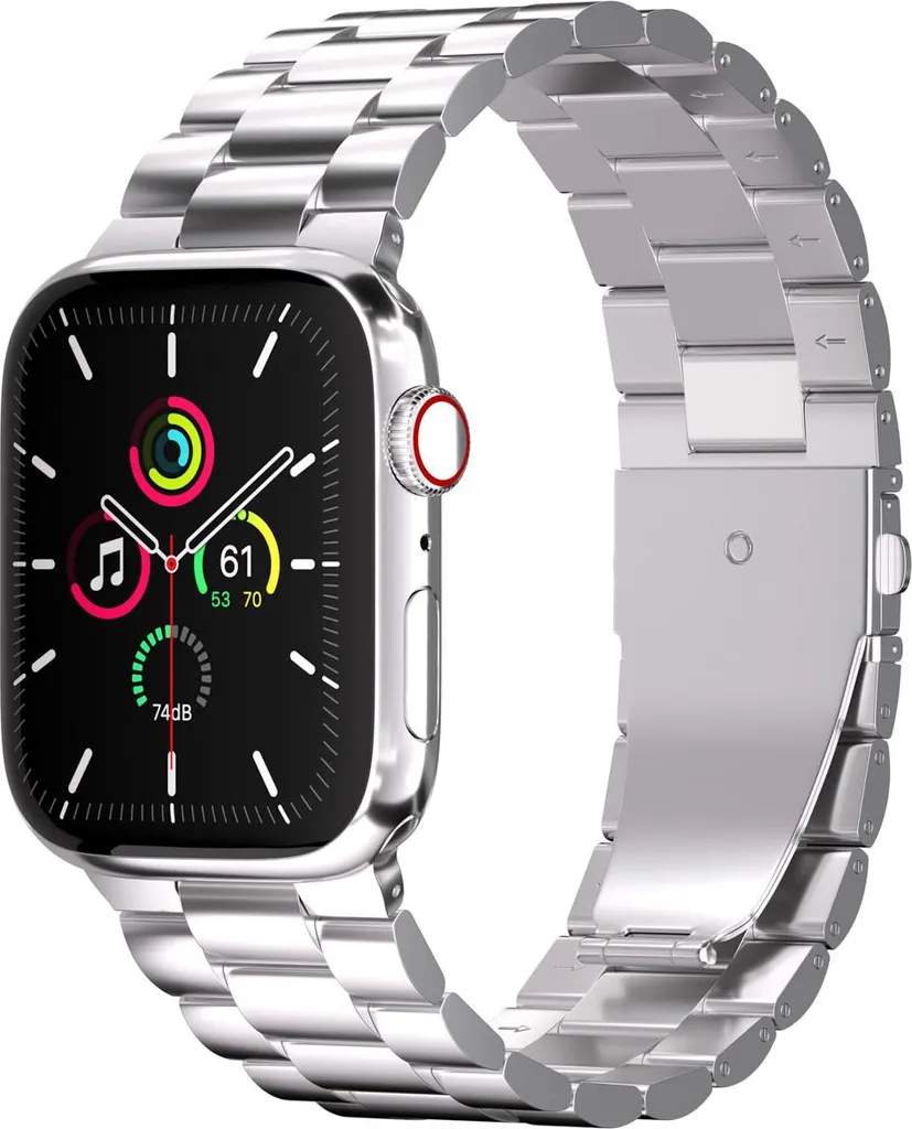Watch 10 - 46 mm, Watch 1 - 42 mm, Watch 2 - 42 mm, Watch 3 - 42 mm, Watch 42 mm, Watch 44 mm, Watch 4 - 44 mm, Watch 5 - 44 mm, Watch 6 - 44 mm, Watch 7 - 45 mm, Watch 8 - 45 mm, Watch 9 - 45 mm, Watch SE 2022 - 44 mm, Watch SE 2023 - 44 mm, Watch SE - 44 mm, Watch Ultra 2 - 49 mm, Watch Ultra - 49 mm Cinturino: imoshion Stahlband AW - 1
