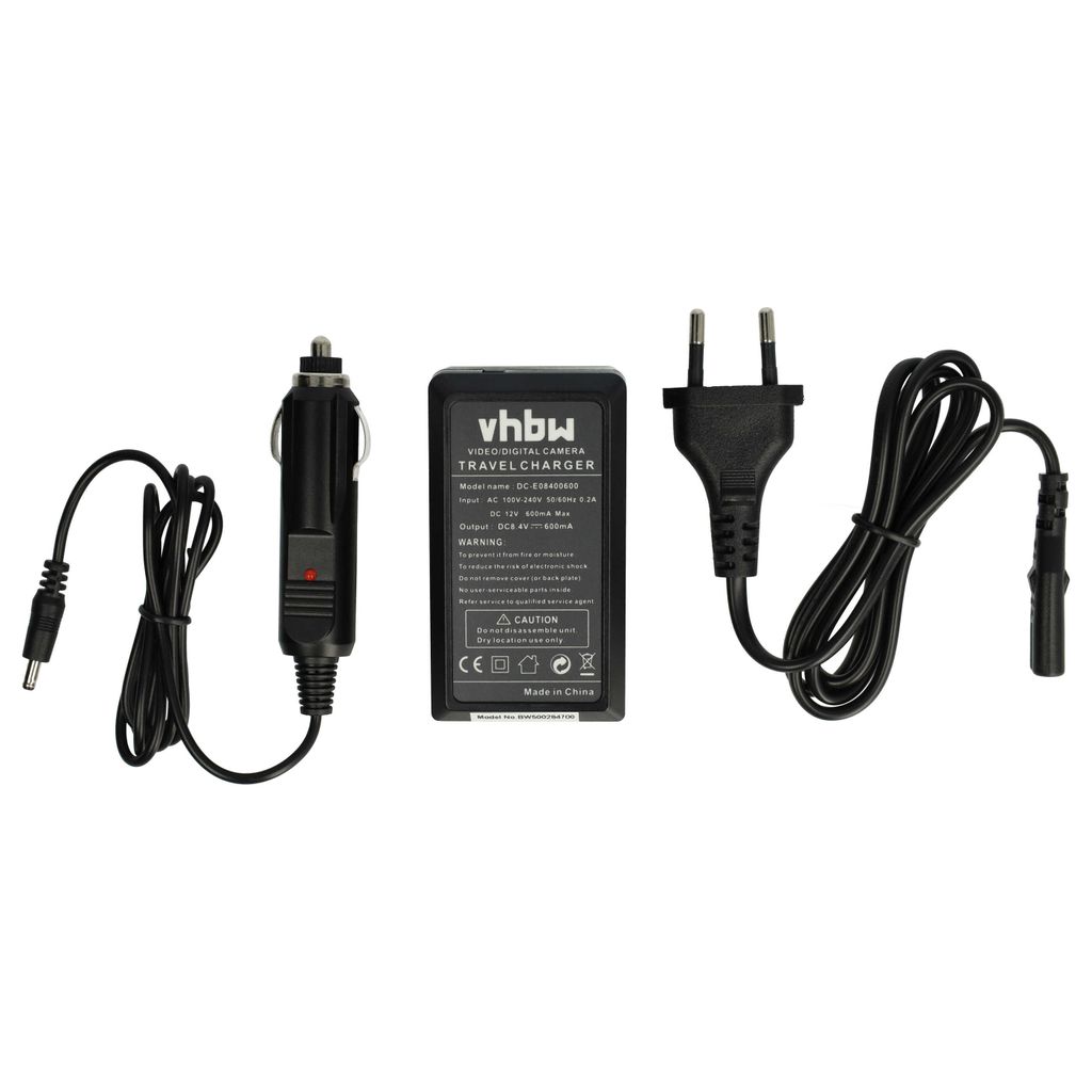 vhbw Ladegerät kompatibel mit Samsung VP-HMX20C, VP-MX10, VP-HMX10, VP-HMX10C, VP-HMX20 Kamera Camcorder - Ladeschale, Kfz-Adapter Ladeanzeige