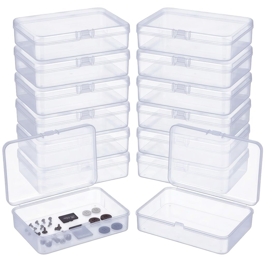 12 rechteckige Aufbewahrungsboxen mit Deckel (11,5 x 8,5 x 2,8 cm) – transparente Sortierboxen für Diamantproben und andere Proben, transparente...