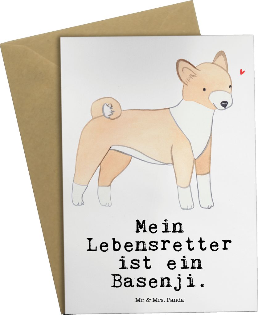 Mr. & Mrs. Panda valentinstagskarte Basenji Lebensretter - Weiß - Geschenk, einladungskarten, osterkarten, Kongo-Terrier, weihnachtskarten, glück...
