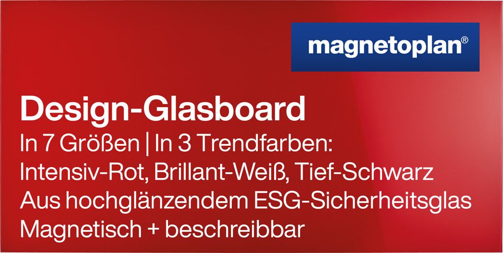 Magnetoplan Design-Glasboard - magnethaftend und beschreibbar - 200x100cm - Rot