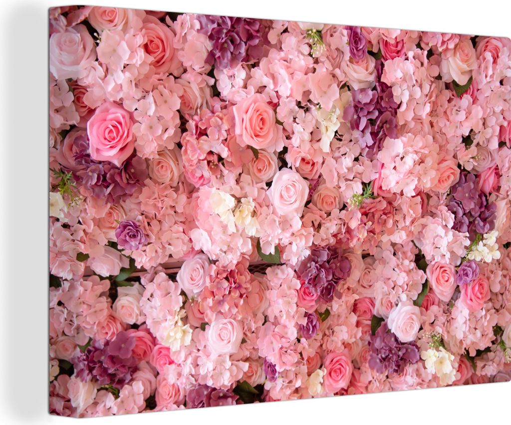 OneMillionCanvasses - Leinwandbilder - 140x90 cm, Blumen - Rosa - Rosen, Wandbilder Kunstdruck Wanddekoration - Foto auf Leinwand - Gemälde auf ...